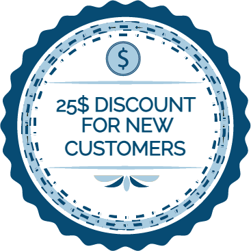 25$ Discount For New Customers Badge